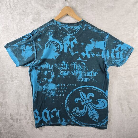 Vintage Reversible AOP Cyber Goth Shirt XL Affliction Style Grunge Gothcore - Picture 9 of 10